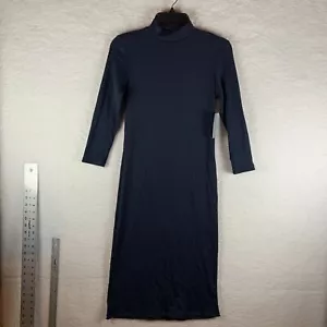 Velvet Torch Dress Womens Medium Blue Rib Knit Mock Neck Long Sleeve Midi S6536 - Picture 1 of 12