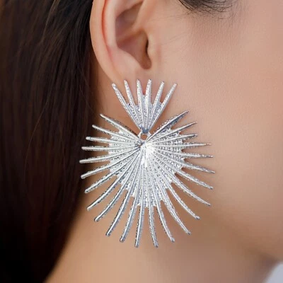 Pendientes Sun Metal Moda Grande Declaración, Pendientes Boda Fiesta Foto 1 de 3