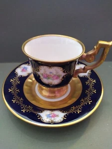 Handarbeit Echt Kolbaltblau Bayern Waldershof Deutschland Espressotasse und Untertasse - Bild 1 von 4