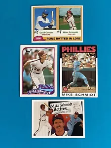Mike Schmidt Card Lot 1981 Topps Leaders 1986 + 1989 Topps 1990 Upper Deck - Picture 1 of 2
