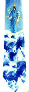 Heavenly Jesus Men's Neck Tie Religious Christ Christian Gift Black Necktie - Picture 1 of 3