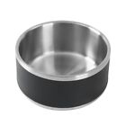 Stainless Steel Double Wall Dog Bowl, Non-Skid Bottom, Black, Large