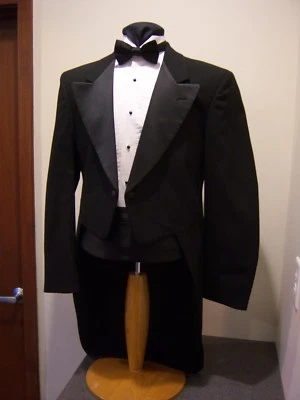BLACK Formal Tuxedo TAILCOAT - Christian Dior Peak Lapel - most sizes available - Image 1 of 4