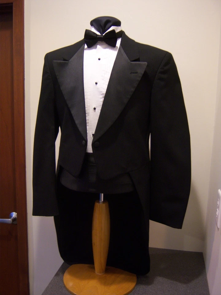 BLACK Formal Tuxedo TAILCOAT - Christian Dior Peak Lapel - most sizes available - Image 1 of 4