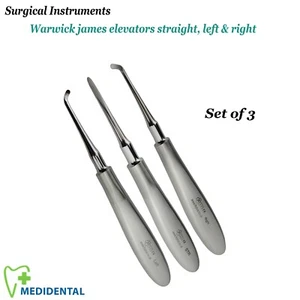 Juego de 3 - Elevadores de punta de raíz Warwick James extracción dental quirúrgica nuevos - Imagen 1 de 4