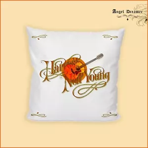 Housse de coussin Satiné blanc Harvest Neil Young Guitare Folk Rock Pop Musique - Imagen 1 de 8