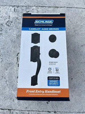 Schlage F60 CAM 716 GEO Camelot Georgian Knob Handleset Aged Bronze BRAND NEW - Изображение 1 из 3