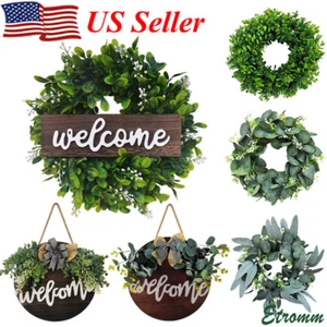 6 Styles Spring Wreaths for Front Door Welcome Sign Hanging Outdoor Wall Decor - Picture 1 of 38