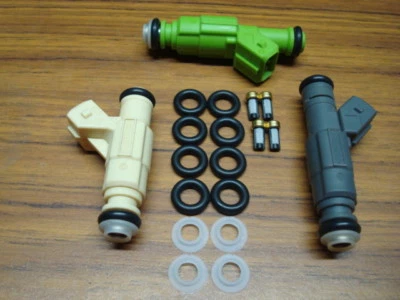 4 Cyl Bosch Type 3 EV3 - EV6 Fuel Injector Pintle caps, O-rings & Filters Kit - Image 1 of 4