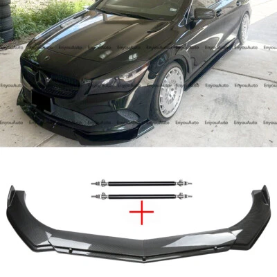 For Mercedes-Benz S450 S500 Front Bumper Lip Spoiler + Strut Rods Carbon Fiber - Image 1 of 4