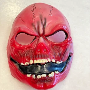 Vintage Fun World Red Skull Halloween Mask Scary Terror Molded Rubber Haunted - Picture 1 of 8