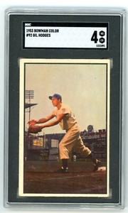 1953 Bowman Color GIL HODGES Dodgers #92 SGC 4 VG/EX Condition