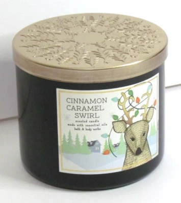 Vela de 3 mechas Bath & Body Works canela caramelo remolino 14,5 oz NUEVA Foto 1 de 4