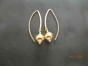 Long Fashion Wire Earrings, Gold Filled with a 9mm Gold Filled Balls - Picture 1 of 5