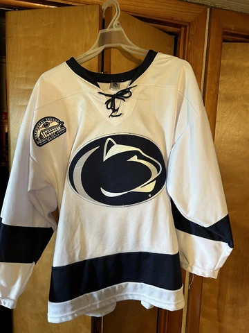 Penn State Nittany Lions White Ice Hockey Jersey Sewn with Inagural Patch Size S Cover