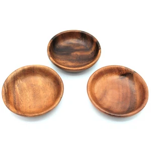 3er Set Schälchen Teller aus Holz Akazie je 10 x 2 cm Tellerchen - Bild 1 von 9