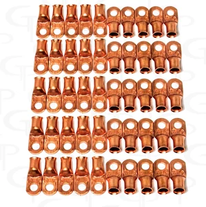 (50) 1/0 AWG GAUGE Copper Lugs MADE IN THE USA UL Listed Ring Terminals  - Picture 1 of 2