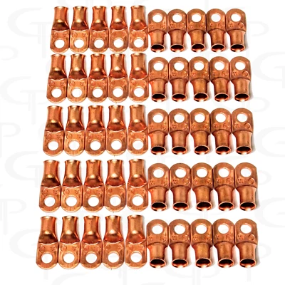(50) 1/0 AWG GAUGE Copper Lugs MADE IN THE USA UL Listed Ring Terminals  - Image 1 of 2