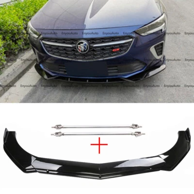 For Buick Lacrosse Front Bumper Lip Spoiler Splitter + Strut Rods Glossy Black Foto 1 de 4