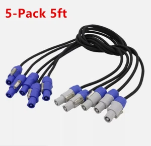 5-Pack 5ft Powercon Extended Cable Power Plug Male to Female for Stage Lighting - Picture 1 of 12