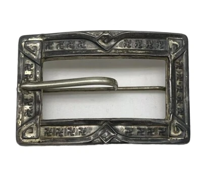 Broche Faja Hebilla Símbolo Budismo Manja Grabado Esterlina De Colección Foto 1 de 4