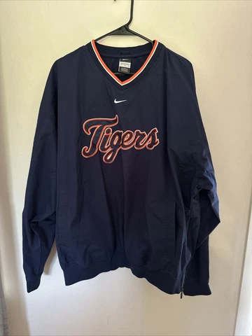NIKE MLB Center Swoosh DETROIT Tigers Pullover Windbreaker Mens Sz XL Side Zip Cover
