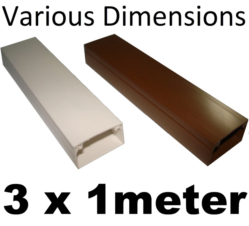 Self Adhesive Mini Trunking Multi Size 3M White Brown PVC Cable Conduit TV Wire