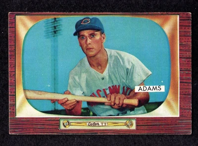 1955 Bowman #118 Bobby Adams Cincinnati Redlegs Baseball Card B2 G/VG - Image 1 of 2