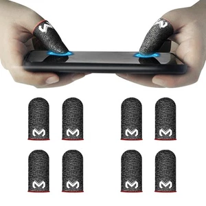 Confezione 8 Manicotti Dita per Mobile Gaming, Fibra Argento Pollice Manicotti Protezione Ph - Foto 1 di 8
