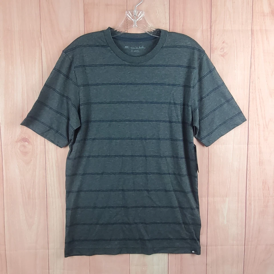 Travis Mathew 3RD Person T-Shirt S Heather Gray Pinstripe Short Sleeve Shirt NEW - Image 1 of 4
