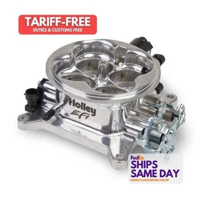 Holley 112-588, One Polished Aluminum Mpfi Throttle Body 1000 Cfm Polished Perfo - Image 1 of 4