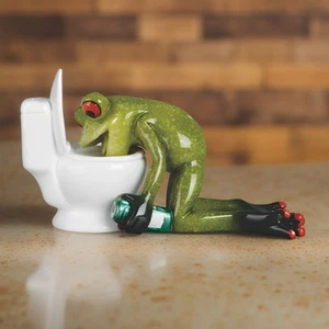 5.5"W Frog Hangover Figurine Ornament Home Decor Unique Gift - Picture 1 of 1