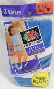 Vtg Fruit of the Loom Active Comfort Girls Briefs Sz 10 Panties Pkg 3 Blue READ - Picture 1 of 7