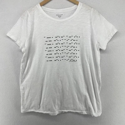 EILEEN FISHER Top PL Slub Jersey Organic Cotton The Future Is Female White - Image 1 of 4