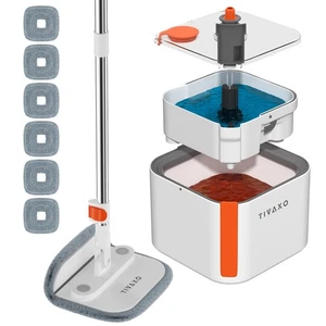 Wischmopp und Eimer Set, Spin Mop mit selbsttrennendem Schmutzwassersystem, quadratisch M... - Bild 1 von 6