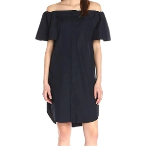 Vestido camisero para mujer Vince con hombros descubiertos costero 100 % algodón azul oscuro talla 10 - Imagen 1 de 13