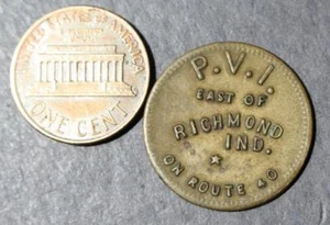 1920-30er Ära Richmond Indiana Highway 40 P.V.I. 5 Cent Nickel Trade Token SELTEN- - Bild 1 von 1