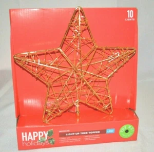 NUEVA NAVIDAD LED Luz Metal ÁRBOL ESTRELLA Topper DECORACIÓN Interior 8" H 9" W Batería - Imagen 1 de 2