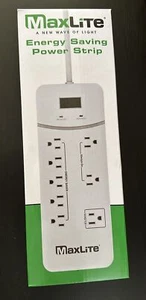 MaxLite 8 Outlet Energy Saving Power Strip with Surge Protection Heavy Duty Cord - Picture 1 of 7