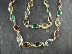 Collana placcata oro con pietre preziose colorate in argento sterling 925 - Foto 1 di 4