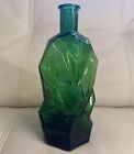 Rare Antique Art Deco Glass Ruba Rombic Yugoslavian Jungle Green 10” Bottle REAL