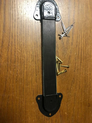 Antique Trunk Hardware-One Leather Trunk Handle, 2 Metal end caps & Nails-RH Cover
