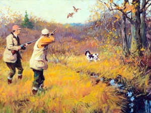 fall outing woodcock hunting bird shooting Pointer ceramic tile mural backsplash - Picture 1 of 8