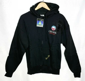 Sudadera con Capucha Barack Obama Cremallera 44th President Bordada Unisex Talla Grande Negra - Imagen 1 de 8