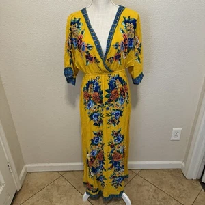 Flying Tomato Women's Boho Maxi Print Dress V Neck Short Sleeve Boho Gypsy - Picture 1 of 4