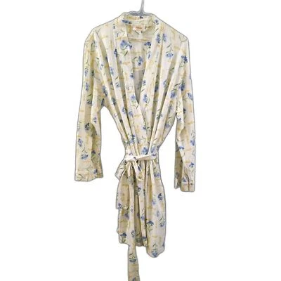 Bata de algodón Talbots íntimates floral madre naturaleza - blanca/azul/amarilla L Foto 1 de 4