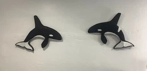 Handmade Wooden Folk Art Orca Whale Wall Decor Art Sea Ocean Nautical Artwork - Picture 1 of 12