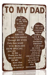 To My Dad Metal Sign Father's Day Tin Sign Vintage Home Wall Decor Signs Birthda - Picture 1 of 7