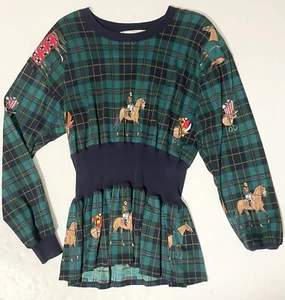 Adrienne Vittadini Sport Schößchen Top Damen M grün kariert Reitsport Vintage 80er - Bild 1 von 11