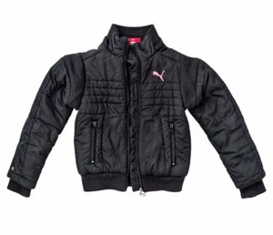 Puma Black Puffer Hooded Jacket Size S Girl - Picture 1 of 10